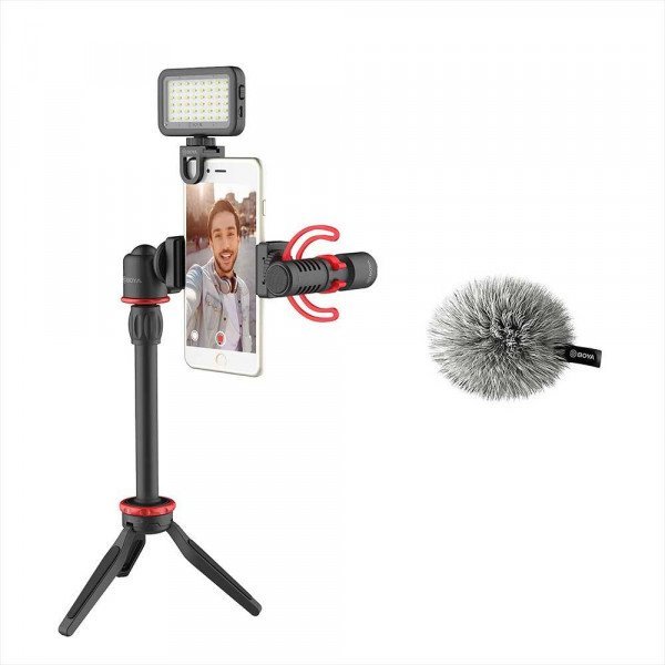 BOYA BY-VG350 Smartphone Vlogger Kit Plus with BY-MM1+ Mic, LED Light, and Accessories